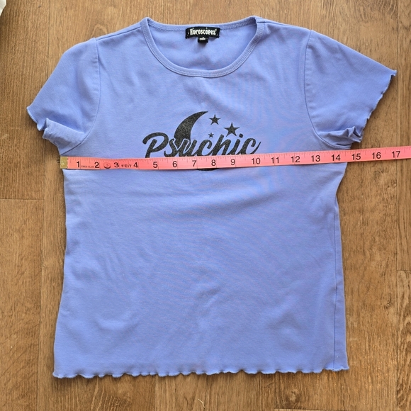 Dolls Kill Horoscopez Mind Reader Graphic Cropped Baby Tee Psychic Moon Glitter - Picture 9 of 10